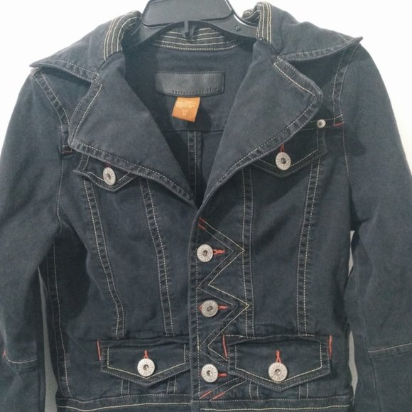 Christopher Blue Jean Jacket Blazer Blk wash Sz M - Picture 2 of 6